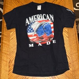 ✅ Nashville Tennessee Graphic cowboy hat boot and flag Tshirt Black Sz M